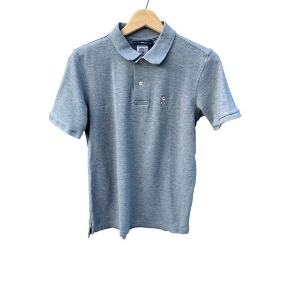 Psycho Bunny Solid Gray 100% Pima Cotton Short Sleeve Polo Shirt Size 4 Small - Picture 1 of 3